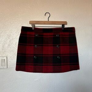 GAP Vintage Wool-Viscose Red and Black Plaid Mini Skirt size 16